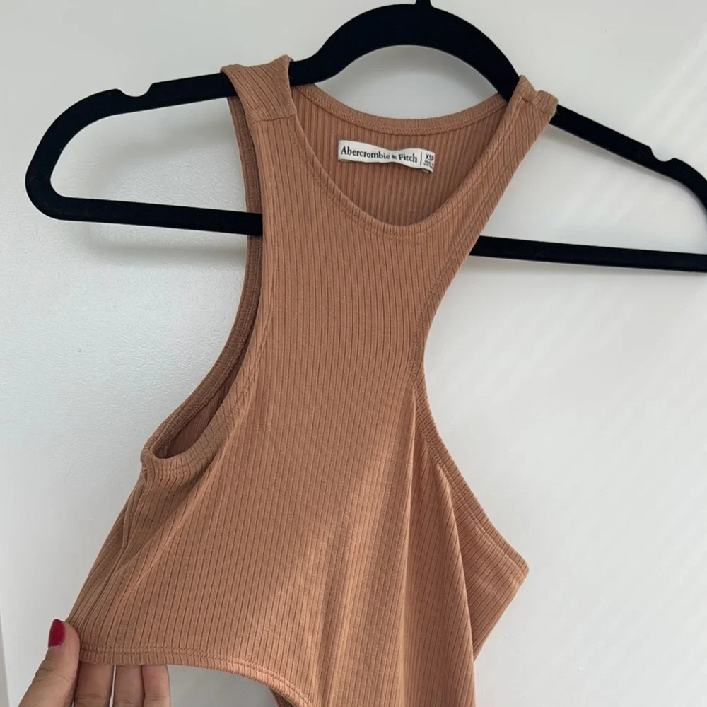 Abercrombie & Fitch Women's Tan Ribbed Maxi Dress